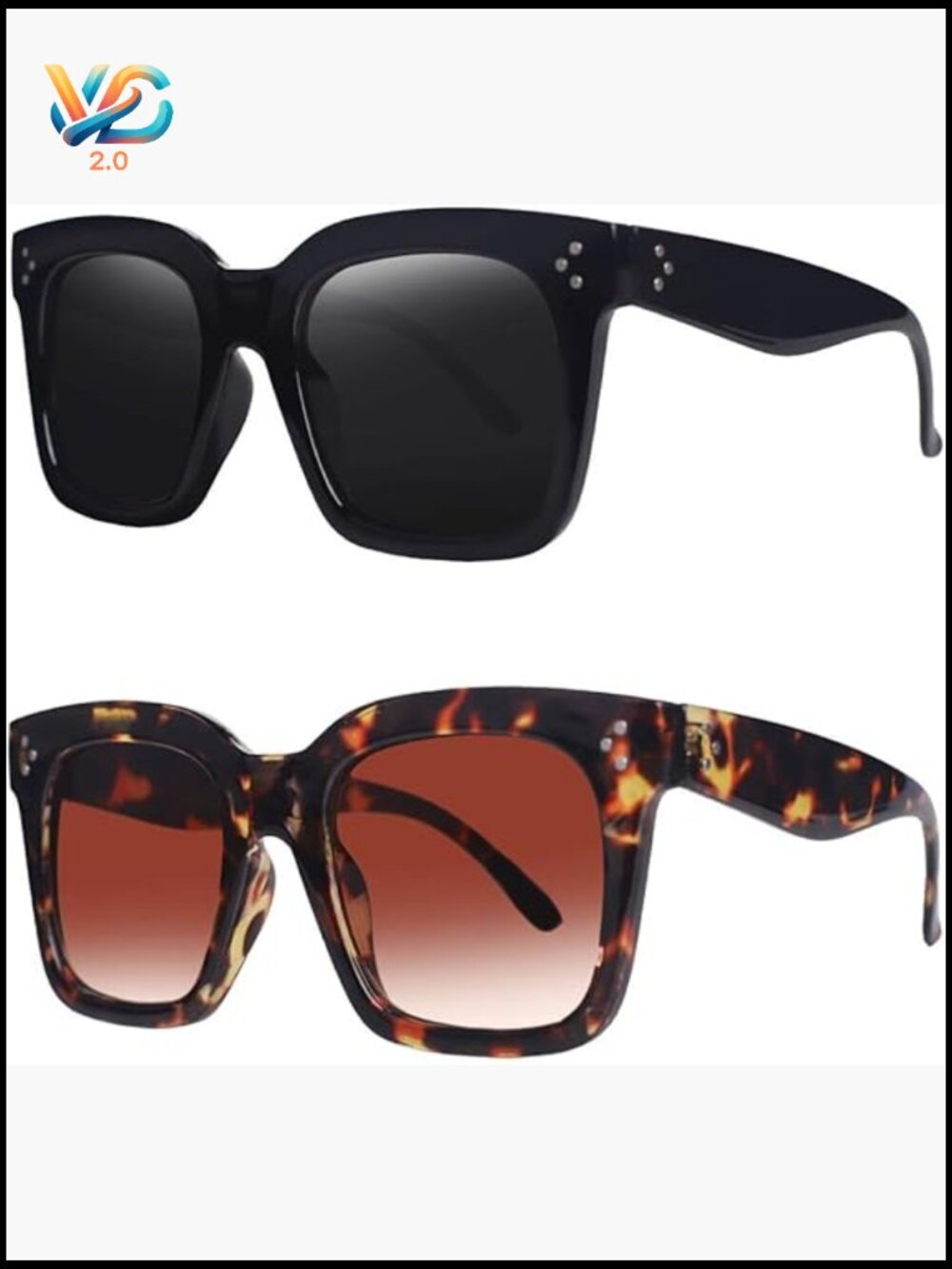 Oversized Square Sunglasses UV400 Protection Vintage Flat Lens